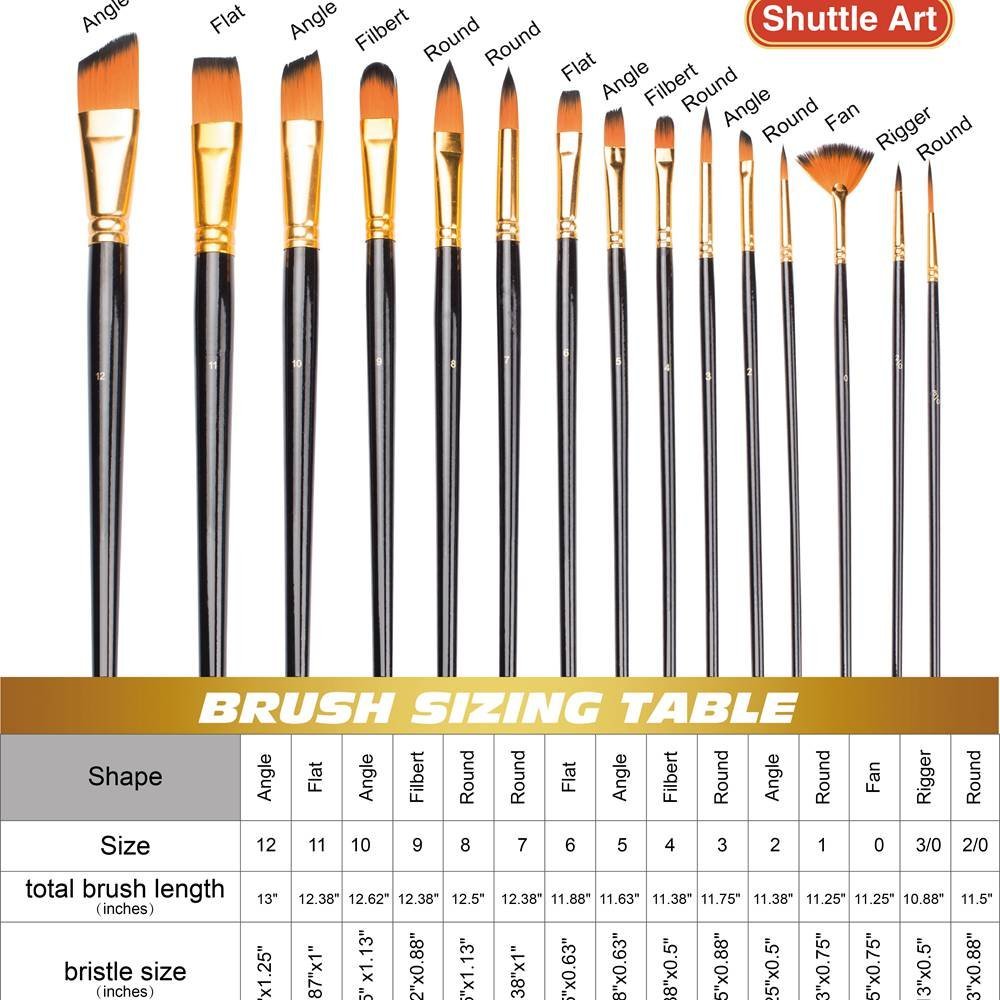 Golden Maple 11pcs Professional Bristle Oil Paint Brush Set Flat