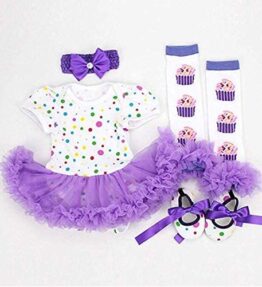 Purple dot reborn tutu dress set