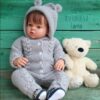 Reborn doll clothes - Baby boy in knitted grey baby outfit