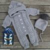 Reborn doll clothes - Knitted grey 2 pieces set baby outfit