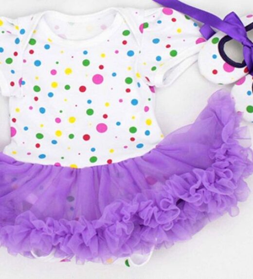 Reborn doll clothes - Purple dot tutu dress and shoes