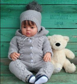 Grey Merino wool knitted reborn outfit