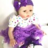 Reborn doll clothes - Reborn girl in purple dot tutu dress